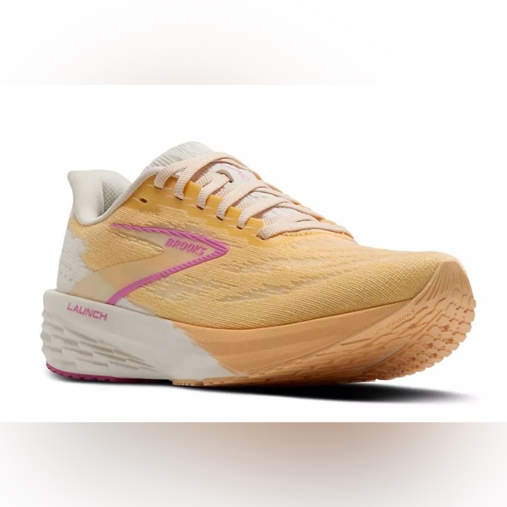 Brooks Women's Launch Athletic Shoe in Peach and Pink
